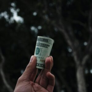 person holding U.S. dollar banknote